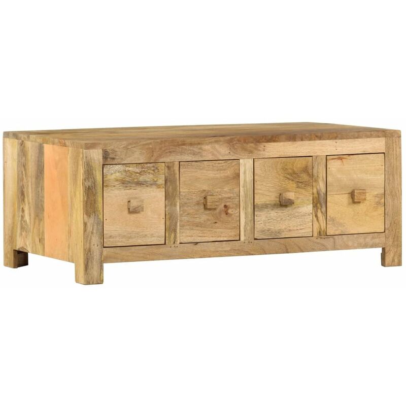 

Mesa de centro con 4 cajones madera maciza de mango 90x50x35 cm