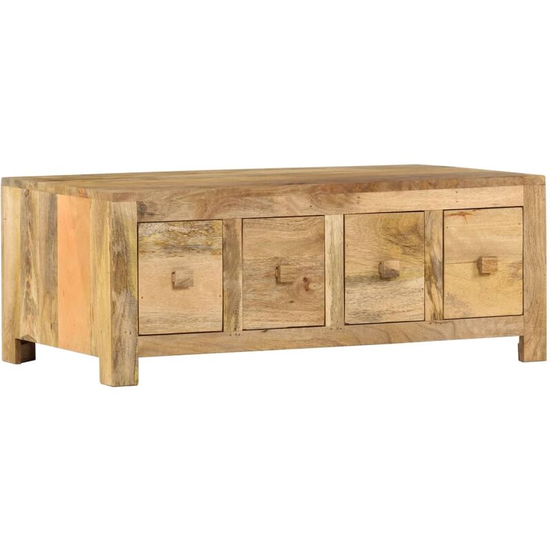 

Mesa de centro con 4 cajones madera maciza de mango 90x50x35 cm