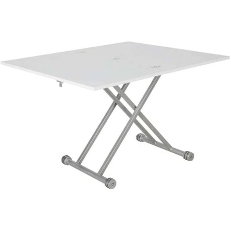 Mesa de centro con altura regulable Támesis acabado blanco lacado, 39-75 cm (alto) 100 cm (fondo) 57-114 cm (ancho)