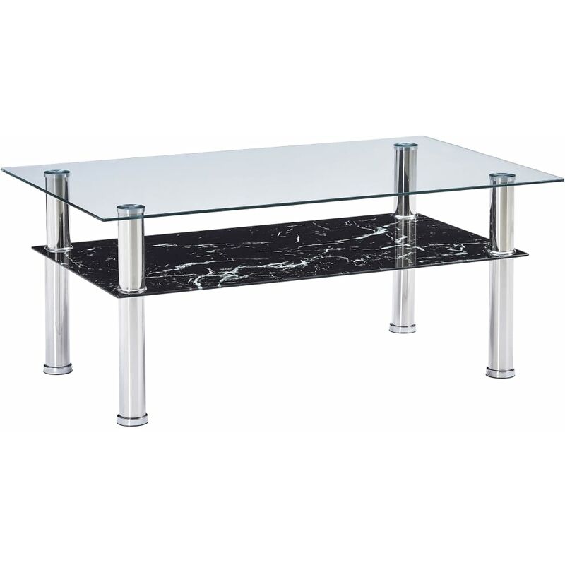 

Mesa de centro con aspecto de mármol negro vidrio templado