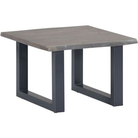 Mesa de centro con borde natural acacia maciza gris 60x60x40 cm vidaXL