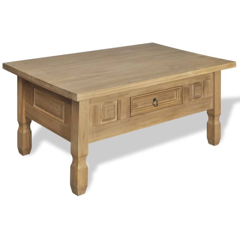 

Mesa de centro con cajón madera de pino Mexico - Beige