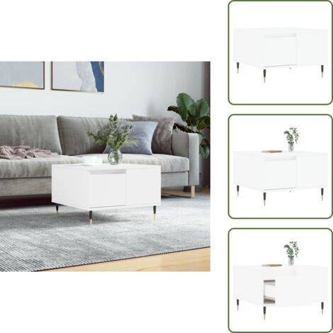 Mesa de centro con cajón - vidaXL Mesa de centro madera contrachapada blanco 55x55x36,5 cm - Mesa de centro moderna