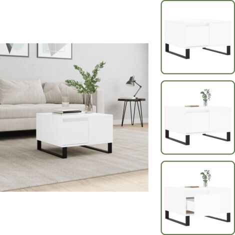Mesa de centro con cajón - vidaXL Mesa de centro madera contrachapada blanco 55x55x36,5 cm - Mesa de centro moderna