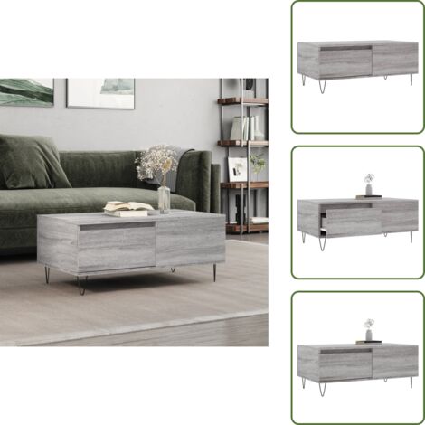 Mesa de centro con cajón - vidaXL Mesa de centro madera contrachapada gris Sonoma 90x50x36,5 cm - Mesa de centro moderna
