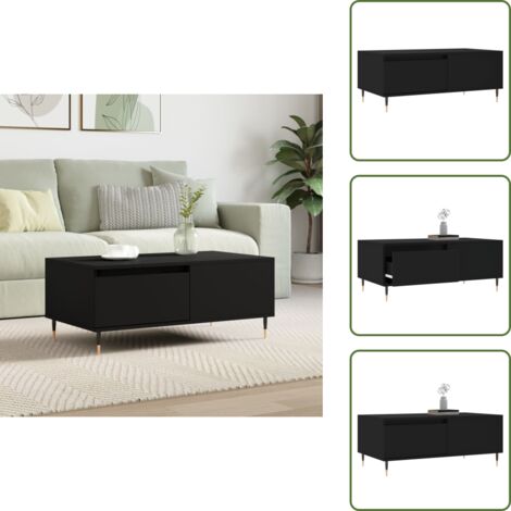 Mesa de centro con cajón - vidaXL Mesa de centro madera contrachapada negro 90x50x36,5 cm - Mesa de centro moderna