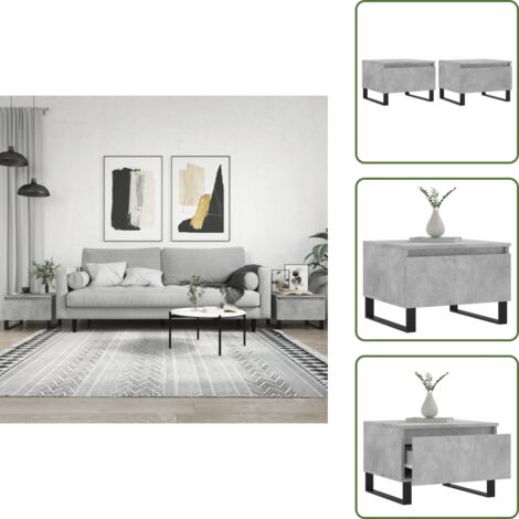 Mesa de centro con cajón - vidaXL Mesas centro 2 uds madera ingeniería gris hormigón 50x46x35 cm - Mesa de centro moderna