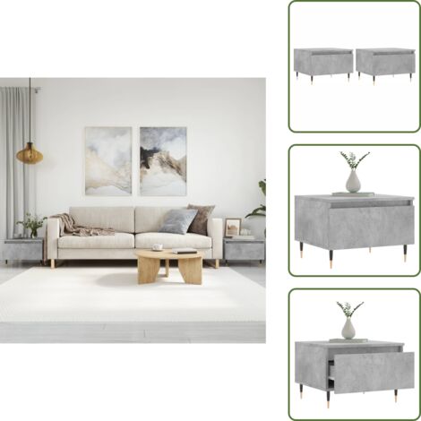Mesa de centro con cajón - vidaXL Mesas centro 2 uds madera ingeniería gris hormigón 50x46x35 cm - Mesa de centro moderna