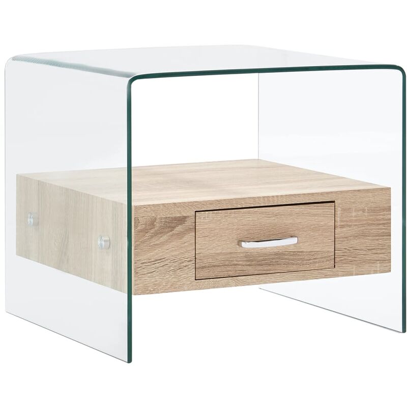 

Mesa de centro con cajón vidrio templado 50x50x45 cm - Transparente - Vidaxl