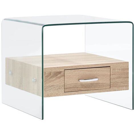 Mesa de centro con cajón vidrio templado 50x50x45 cm vidaXL
