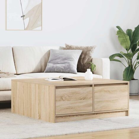 Mesa de centro con cajones roble  100x100x40 cm