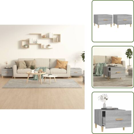 Mesa de centro con cajones - vidaXL Mesas de centro 2 uds madera ingeniería gris Sonoma 50x50x40 cm - Mesa de centro minimalista
