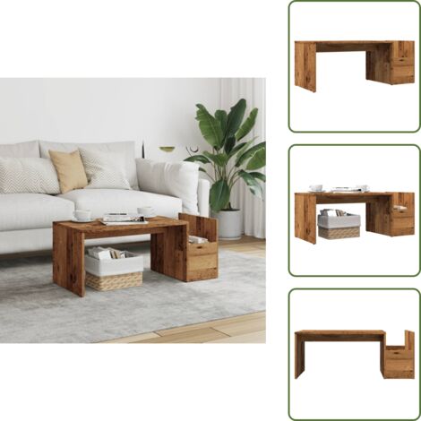 Mesa de centro con compartimento - vidaXL Mesa de centro madera ingeniería envejecida 90x45x35 cm - Mesa de centro para sala