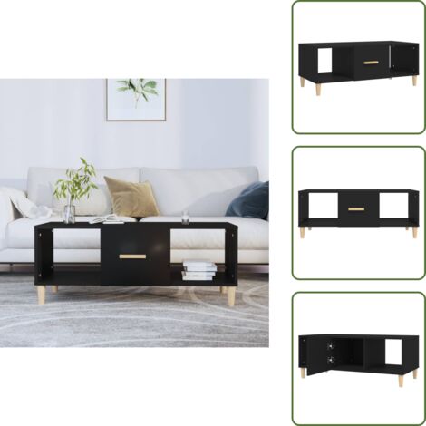 Mesa de centro con compartimentos - vidaXL Mesa de centro madera contrachapada negro 102x50x40 cm - Mesa de centro para salón