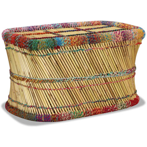 Mesa de centro con detalles chindi bambú multicolor vidaXL