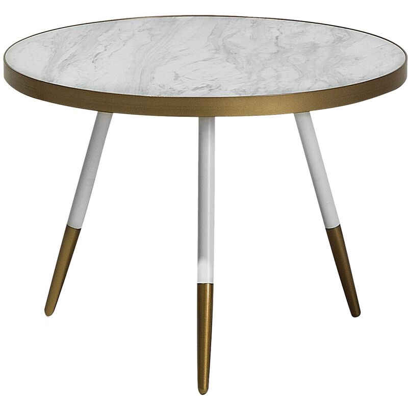 

Mesa de centro con efecto de mármol con patas en blanco/dorado RAMONA