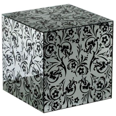 Mesa de centro con espejo damasco 40 x 40 x h 40 cm