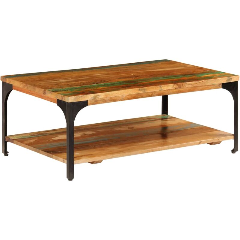 

Mesa de centro con estante madera maciza reciclada 100x60x35 cm