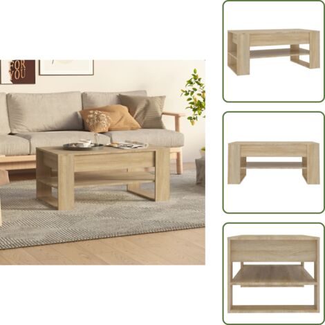 Mesa de centro con estante - vidaXL Mesa de centro madera de ingeniería roble Sonoma 102x55x45 cm - Mesa de centro de roble Sonoma