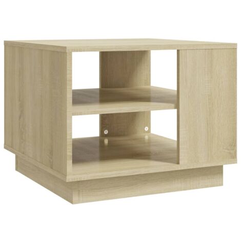 Mesa de centro con estantes diseño moderno 55 x 55 x 43 cm madera de ingeniería color roble DEC038967