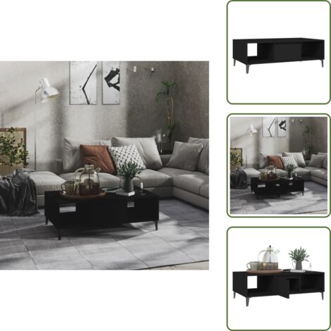 Mesa de centro con estantes - vidaXL Mesa de centro madera contrachapada negro 103,5x60x35 cm - Mesa de centro con compartimento