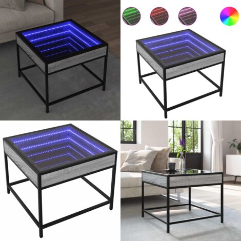 Mesa de centro con Infinity LED gris Sonoma 50x50x41 cm - Luces LED RGB - Mesa de salón