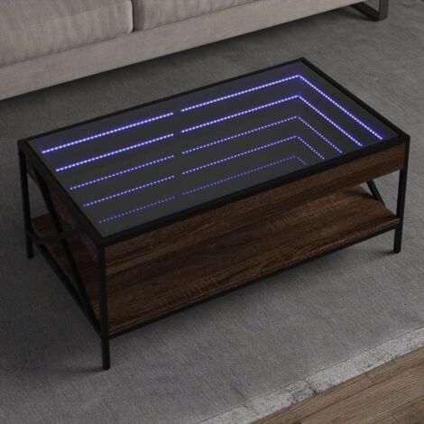 Mesa de centro con Infinity LED marrón roble 90x50x38 cm vidaXL