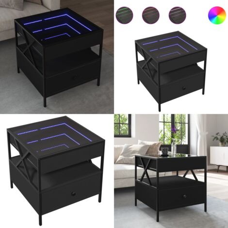 Mesa de centro con Infinity LED negro 50x50x51 cm - Luz LED - Espejo LED