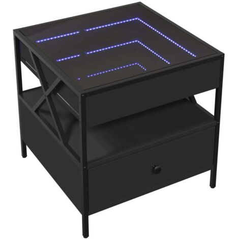 Mesa de centro con Infinity LED negro 50x50x51 cm vidaXL