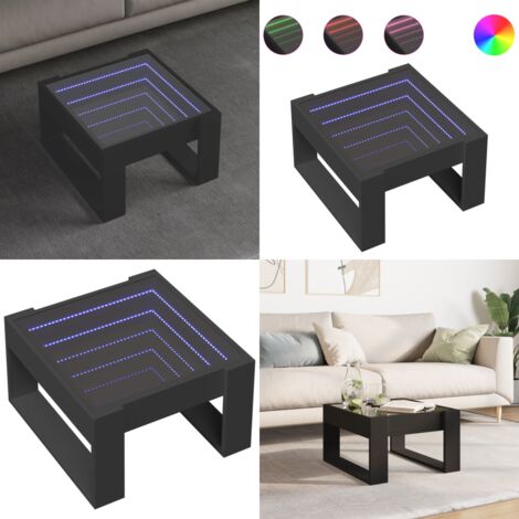 Mesa de centro con Infinity LED negro 50x53x30 cm - Luz led rgb - Espejo led infinity