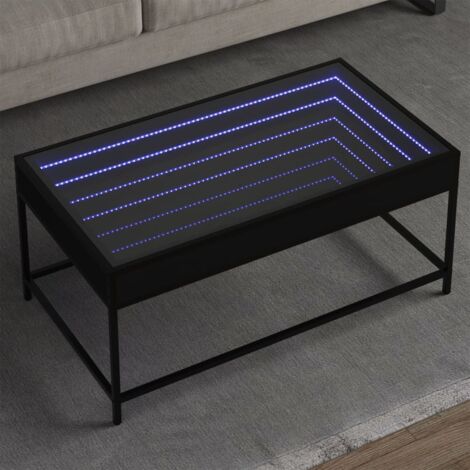 Mesa de centro con Infinity LED negro 90x50x41 cm vidaXL