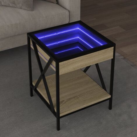 Mesa de centro con Infinity LED roble Sonoma 40x40x49 cm vidaXL