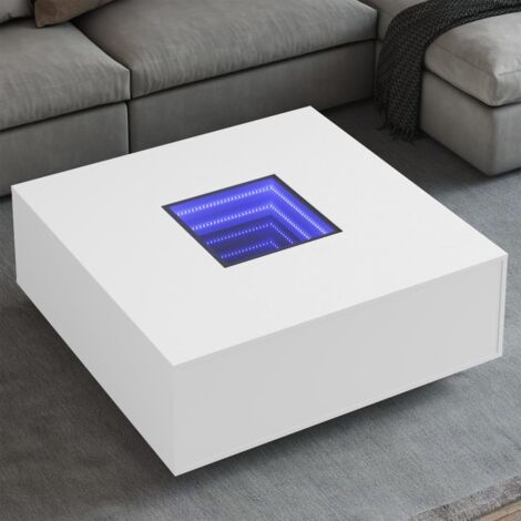 Mesa de centro con LED  blanca 100x100x40 cm
