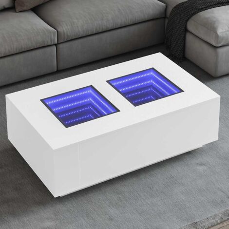 Mesa de centro con LED  blanca 116x69x40 cm