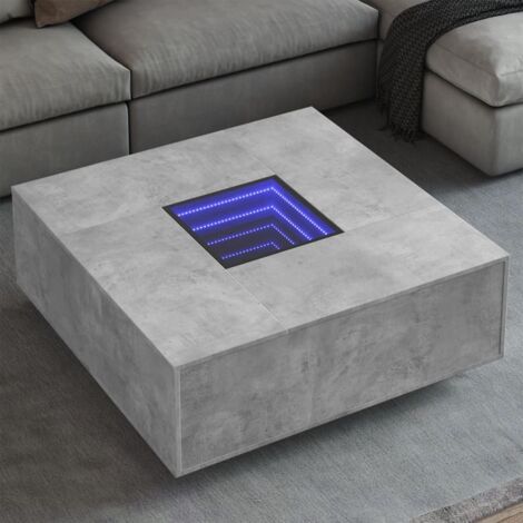 Mesa de centro con  LED gris hormigón 100x100x40 cm