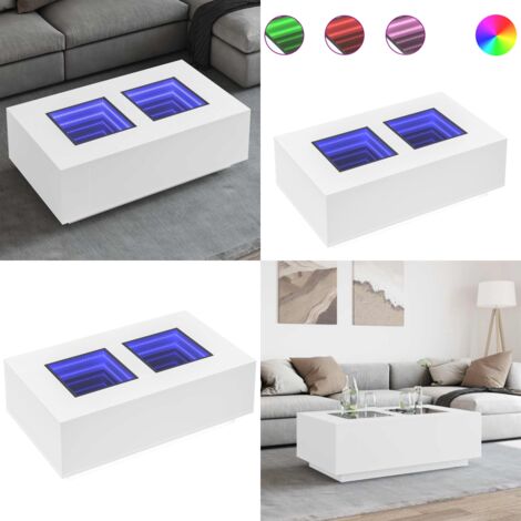 Mesa de centro con LED Infinity blanca 116x69x40 cm - Luz LED - Mesa de centro con luces RGB