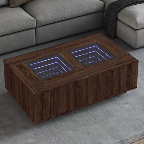 Mesa de centro con  LED marrón roble 116x69x40 cm