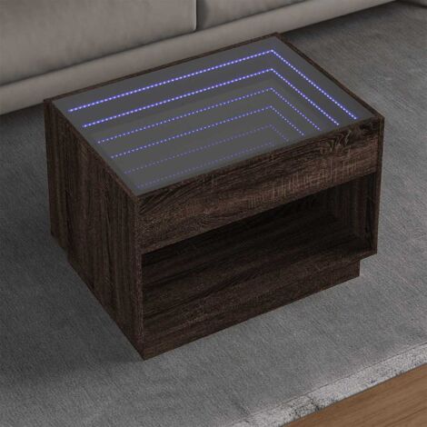 Mesa de centro con  LED marrón roble 70x50x50 cm