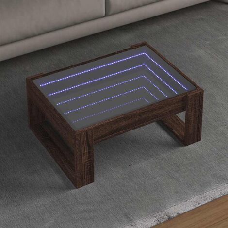 Mesa de centro con  LED marrón roble 70x53x30 cm
