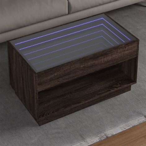 Mesa de centro con  LED marrón roble 90x50x50 cm