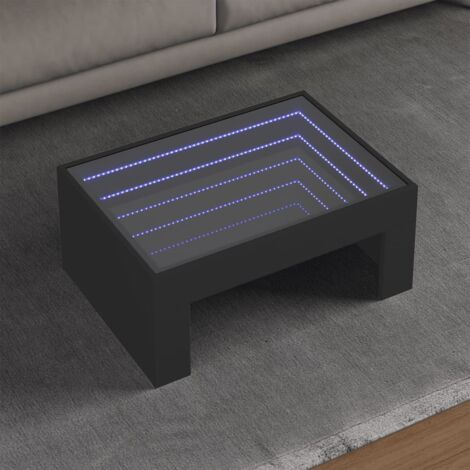 Mesa de centro con  LED negro 70x50x30 cm