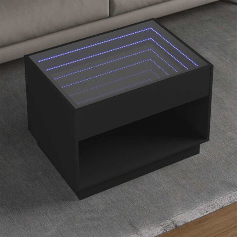 Mesa de centro con  LED negro 70x50x50 cm