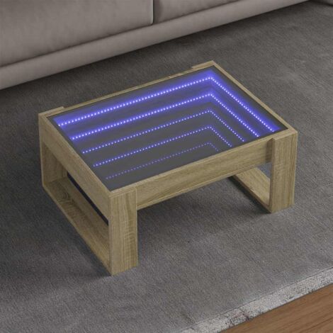 Mesa de centro con  LED roble  70x53x30 cm