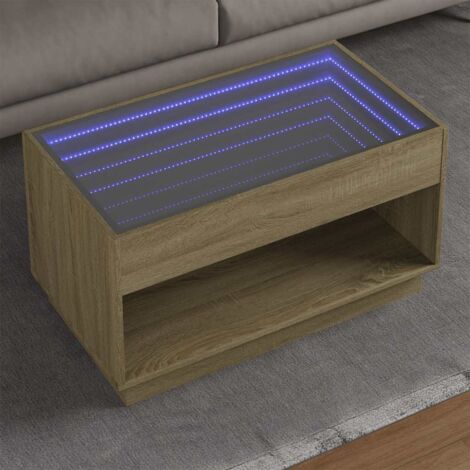 Mesa de centro con  LED roble  90x50x50 cm