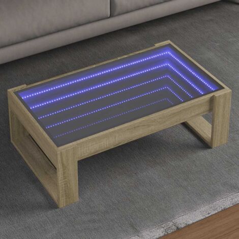 Mesa de centro con  LED roble  90x53x30 cm