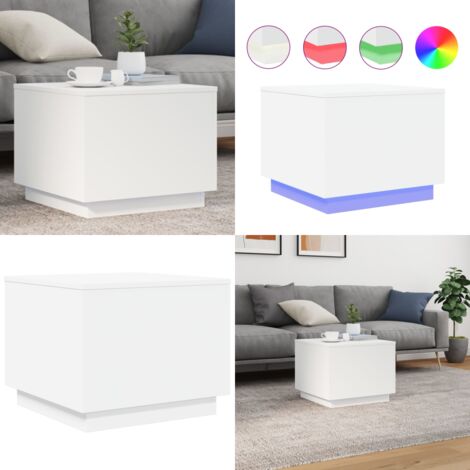 Mesa de centro con luces LED blanco 50x50x40 cm - Luces LED - Diseño moderno