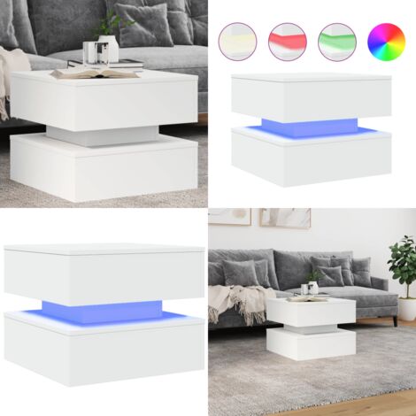 Mesa de centro con luces LED blanco 50x50x40 cm - Luces LED - Diseño moderno