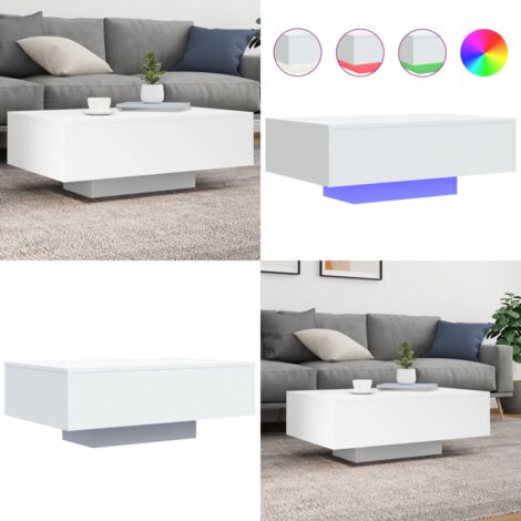 Mesa de centro con luces LED blanco 85x55x31 cm - Luces LED RGB - Mesa de centro moderna
