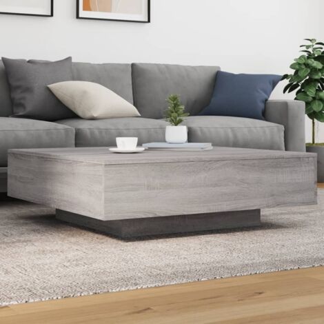 Mesa de centro con luces LED gris  100x100x31 cm