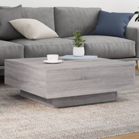 Mesa de centro con luces LED gris  80x80x31 cm